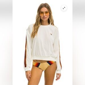 CLASSIC VELVET RELAXED SWEATSHIRT - WHITE